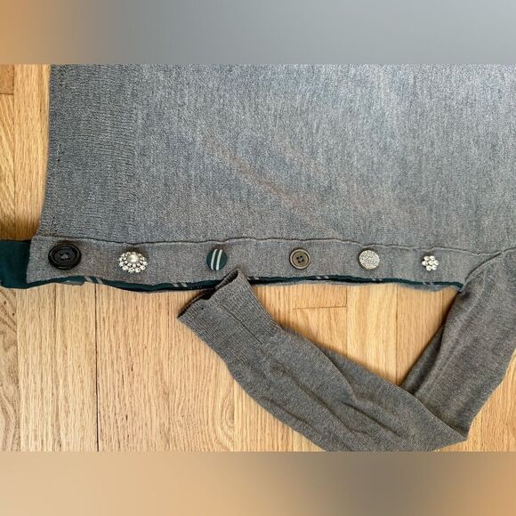 Marc Jacobs Sweater gray 100% wool silk long sleeve embellished buttons size XS - Picture 4 of 9